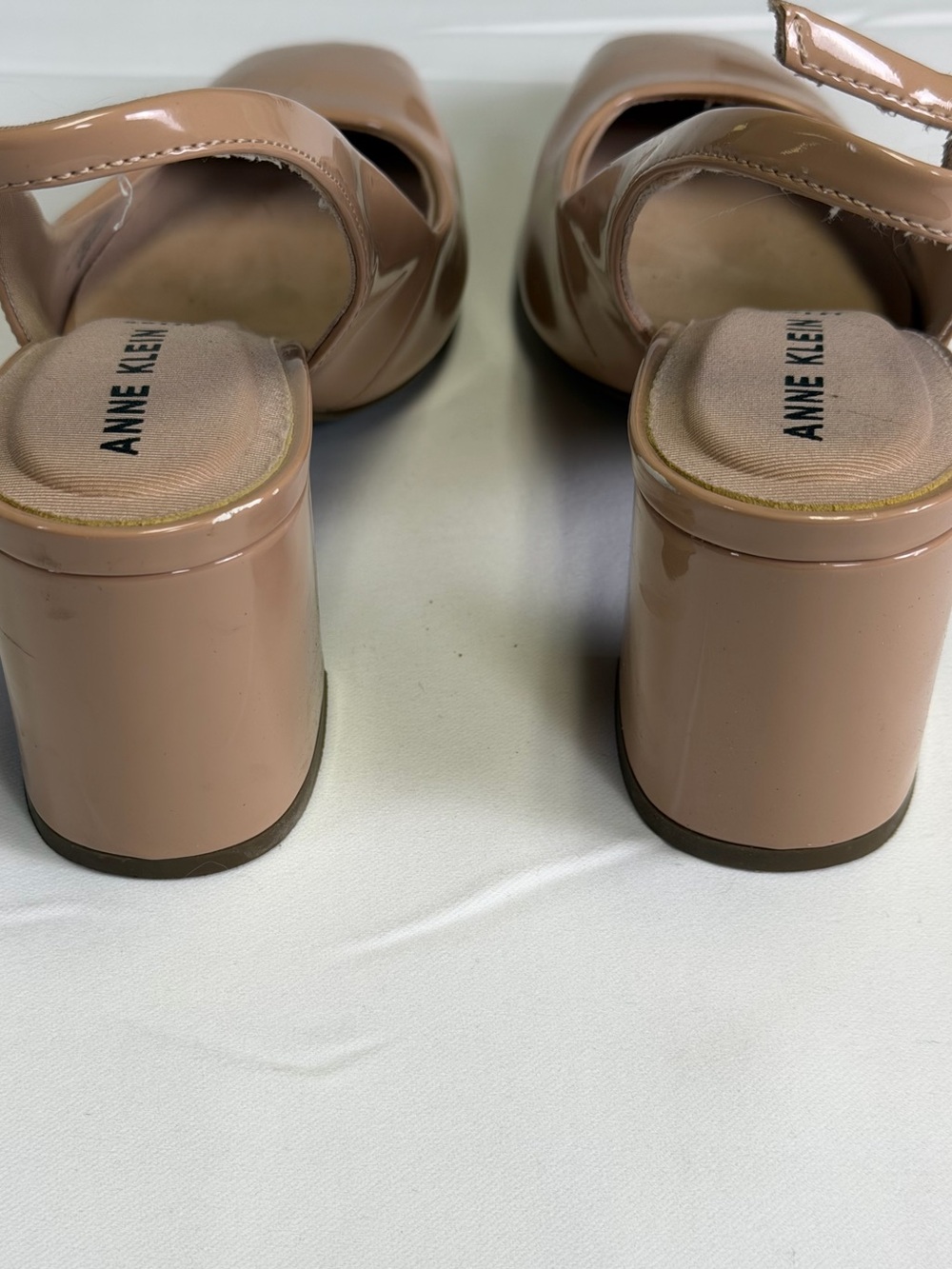 Anne Klein Nude Patent Slingback Block Heel Pumps - Picture 11 of 16